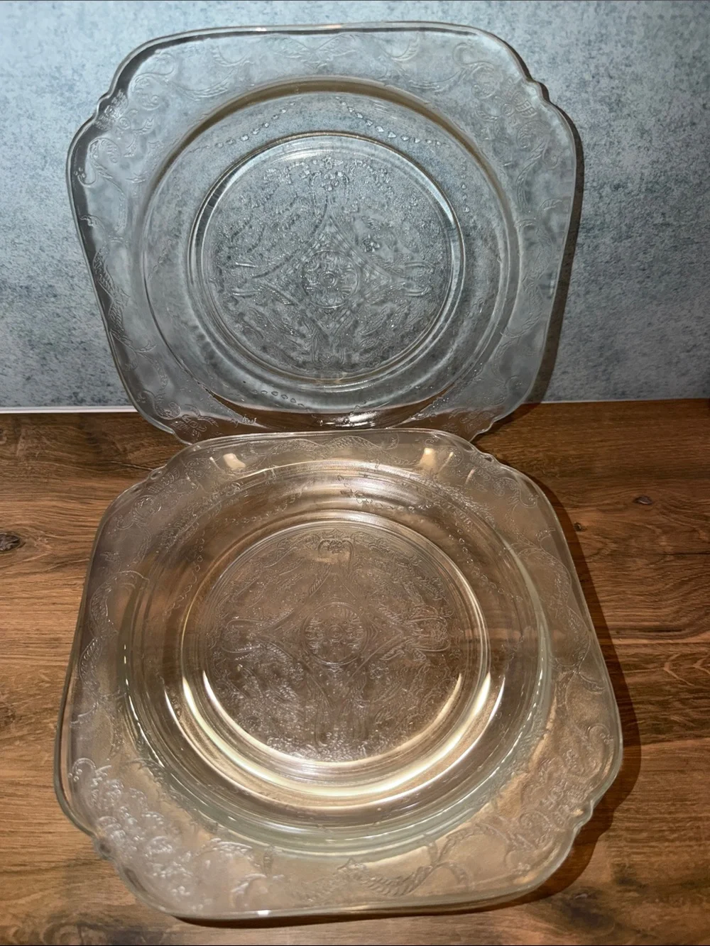 Vintage Federal Glass Madrid Embossed Glass plates - set of four-